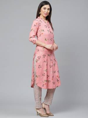 Pink printed rayon cotton-kurtis 5