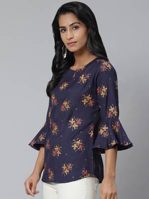 Blue printed cotton tops 3