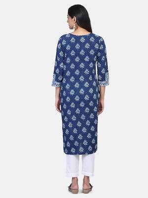 Indigo Handblock Printed Kurta 5