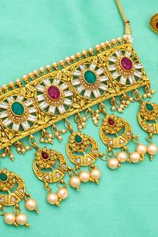 multicolor Traditinal Gold Plated Alloy Necklace