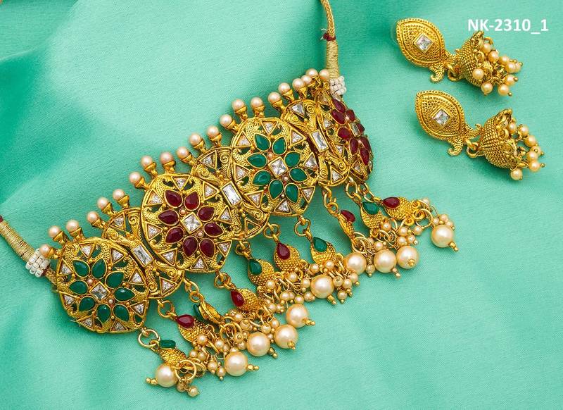 multicolor Traditinal Gold Plated Alloy Necklace