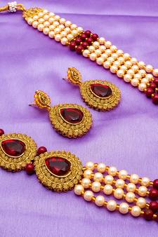 multicolor Traditinal Gold Plated Alloy Necklace