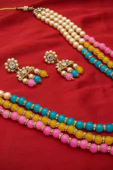 multicolor Traditinal Gold Plated Alloy Necklace