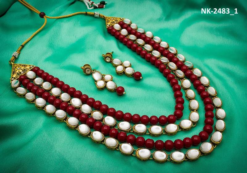 multicolor Traditinal Gold Plated Alloy Necklace