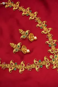 multicolor Traditinal Gold Plated Alloy Necklace