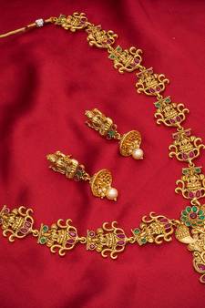 multicolor Traditinal Gold Plated Alloy Necklace