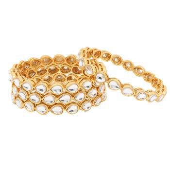 Gold kundan Yellow Gold Brass bangle 1