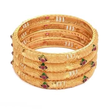 Gold gold plated Yellow Gold Brass bangle 1