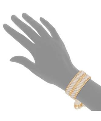 White pearl Yellow Gold Brass bangle 1