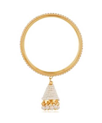 White pearl Yellow Gold Brass bangle 2