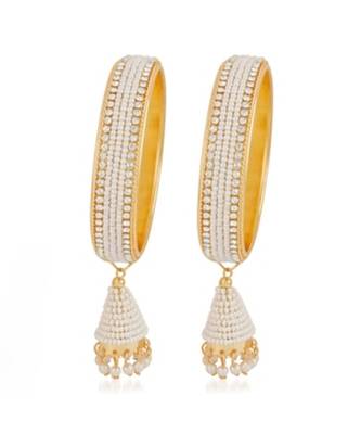 White pearl Yellow Gold Brass bangle 3
