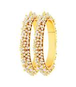 White pearl Yellow Gold Brass bangle