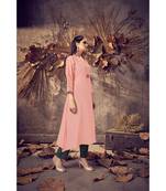Peach Silk plain stitched quarter sleeve   Kurti