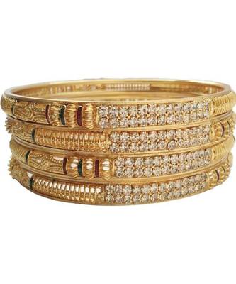 Gold stone Yellow Gold Brass bangle 2