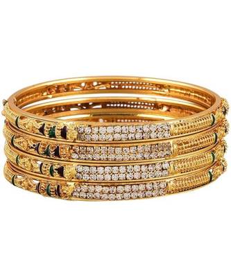 Gold stone Yellow Gold Brass bangle 3