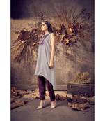 Grey Silk plain stitched Sleeveless   Kurti