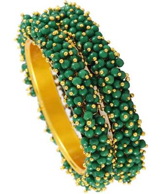 Green pearl Yellow Gold Brass bangle 2