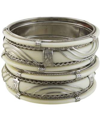 Silver silver plated Black Silver Shell bangle 1