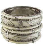 Silver silver plated Black Silver Shell bangle