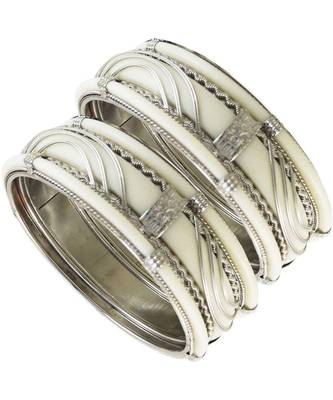 Silver silver plated Black Silver Shell bangle 2