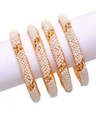 White pearl Yellow Gold Brass bangle 1
