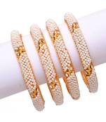 White pearl Yellow Gold Brass bangle