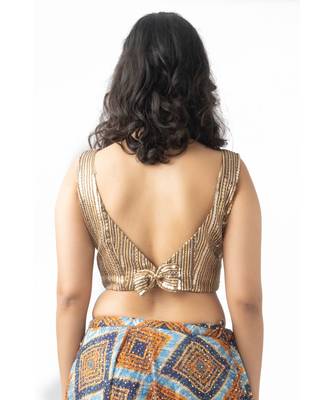 antique gold Sequins Georgette Blouse 2