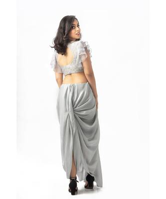 Grey sequin & Thread Work Dupion Blouse 4