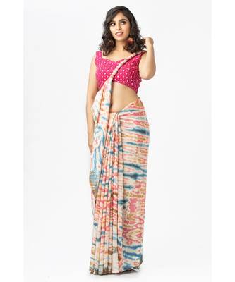 Pink Zari With Mirror Work Georgette Blouse 4