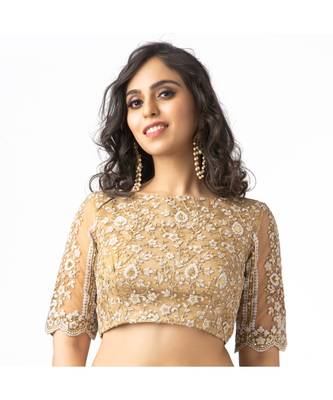 Gold Thread work net Blouse 1