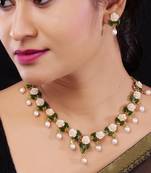 Natural Pearls N colourful Flower Necklace Set