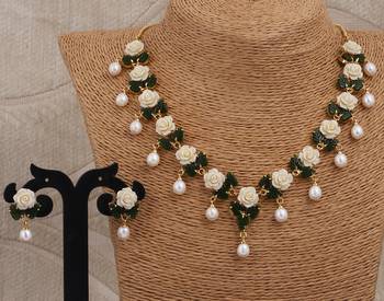 Natural Pearls N colourful Flower Necklace Set 2