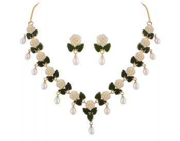 Natural Pearls N colourful Flower Necklace Set 3