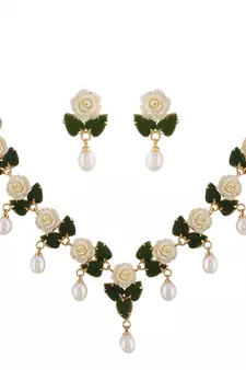 Natural Pearls N colourful Flower Necklace Set