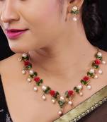 Natural Pearls N colourful Flower Necklace Set