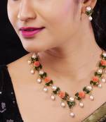Natural pearls N colourful Flower Necklace Set