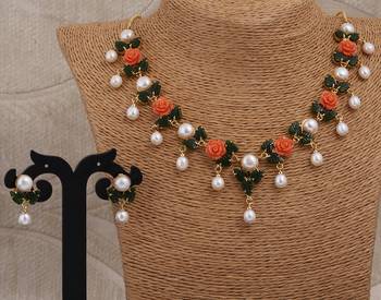 Natural pearls N colourful Flower Necklace Set 3