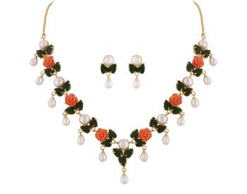 Natural pearls N colourful Flower Necklace Set 4