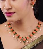 Natural Pearls N colourful Flower Necklace Set