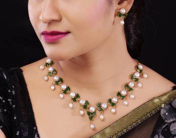 Natural pearls N colourful Flower Necklace Set 1