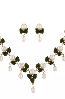 Natural pearls N colourful Flower Necklace Set