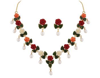 Natural Pearls N colourful Flower Necklace Set 5