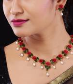 Natural pearls N colourful Flower Necklace Set