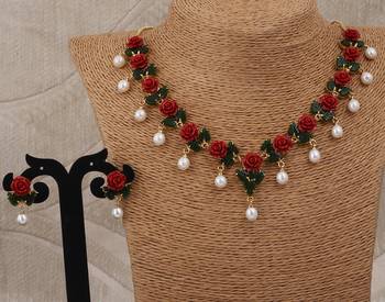 Natural pearls N colourful Flower Necklace Set 3