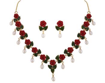 Natural pearls N colourful Flower Necklace Set 4