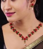 Natural Pearls N colourful Flower Necklace Set