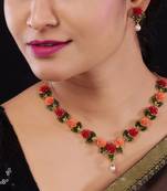 Multicolor Flolar and White Pearl Alloy Necklace Set