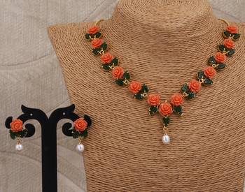 Natural Pearls N colourful Flower Necklace Set 5