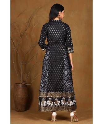 Juniper Black Rayon Printed Anarkali kurti 3