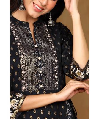 Juniper Black Rayon Printed Anarkali kurti 4